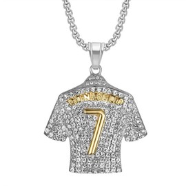 OAAO 1piece Number 7 Jersey Necklace, Jersey Pendant, Diamond Jersey Charm, Jersey Pendant Necklace, Hip Hop Collarbone Necklace, Fashionable and Versatile Jewellery, Birthday Gift for Boys