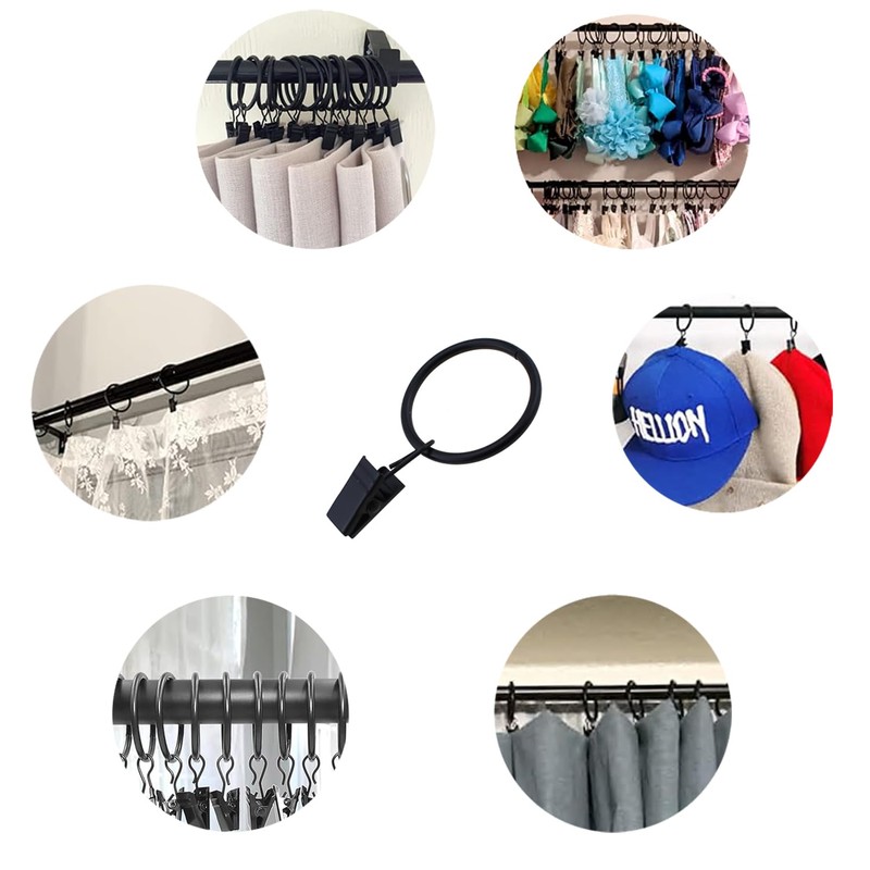 TAODAN 10PCS 1.26 Inch Black Stainless Steel Curtain Rings with
