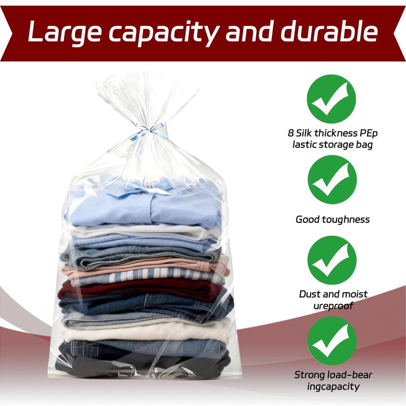 JiuXinYuKeJi 6 Pcs 90x120CM Extra Large Clear Plastic Storage Bags