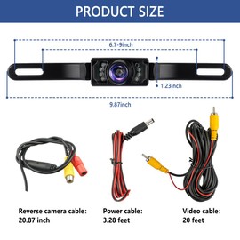 Backup Camera for Car with 8 LED - [HD Night Vision] [IP67 Waterproof] License Plate Camera for Safe Reverse - 170° Wide Angle Rear View Camera Fits Car Truck SUV