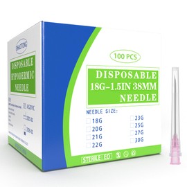 Meterbox 100 Pack 18 Ga 1.5 inch Disposable Needles with Caps for Scientific and Industrial Dispensing Individually Wrapped
