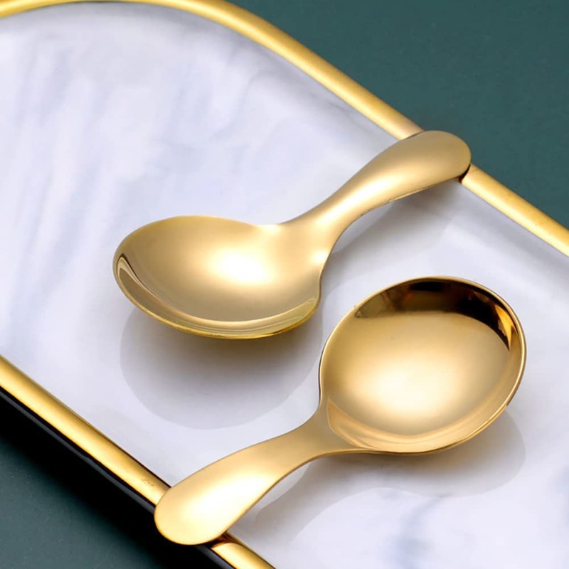 JIHUOO 6 Pieces Small Stainless Steel Salt Spoons Tea Spoons