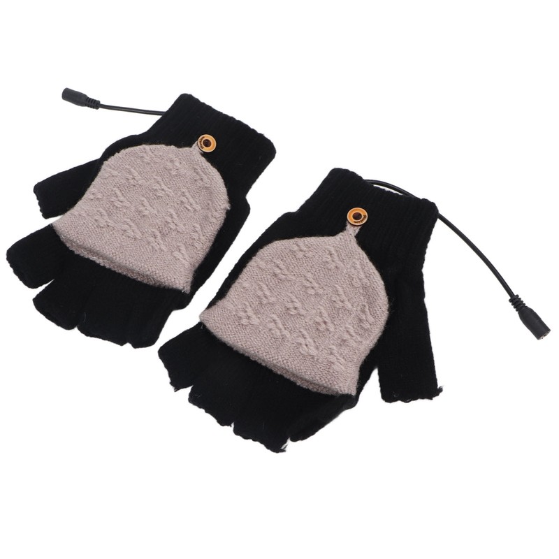 Heated Gloves Fingerless Full Finger Adjustable 3 Gear Black Hand