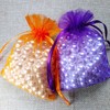 100 Pcs Gift Organza Bags with Drawstring 4x6 inch Orange
