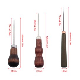 Guifeng 3PCS Handle Awl Tool Double Gourd Single Gourd Craft Repair Shoes Sewing Hookah for Needle Felting Leather Perforation DIY Hand Stitching Scratching Awl