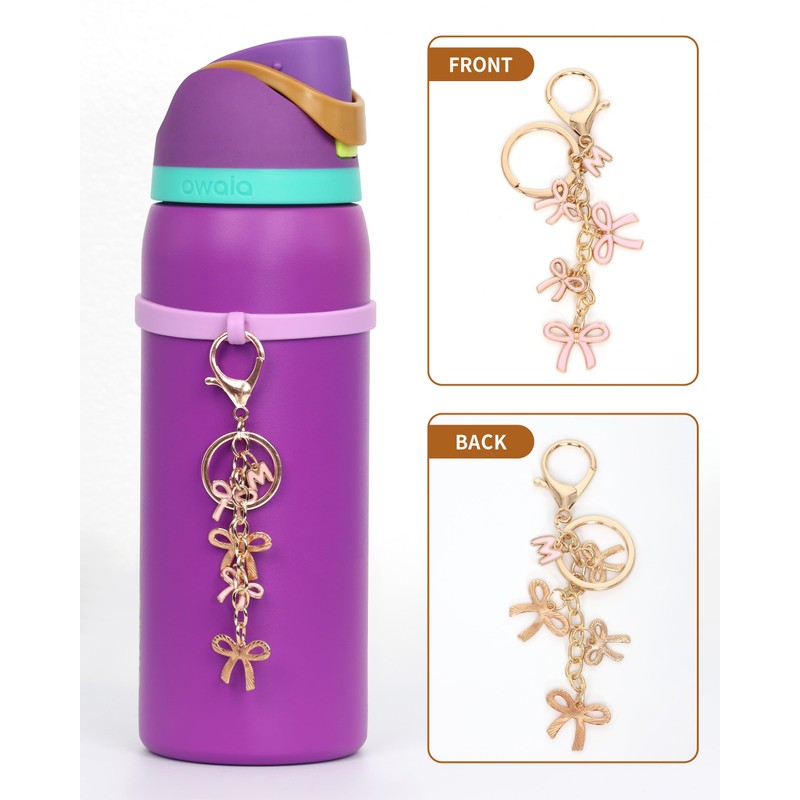 Popizard Bow Purse Charms Keychain - M Pink Bow Alphabet