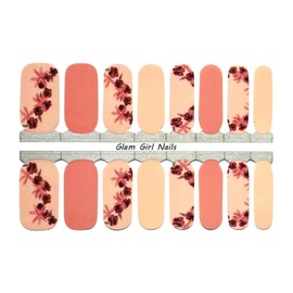 Glam Girl Nails Dusty Rose Floral Nail Polish Strips / Nail Wraps / Nail Stickers