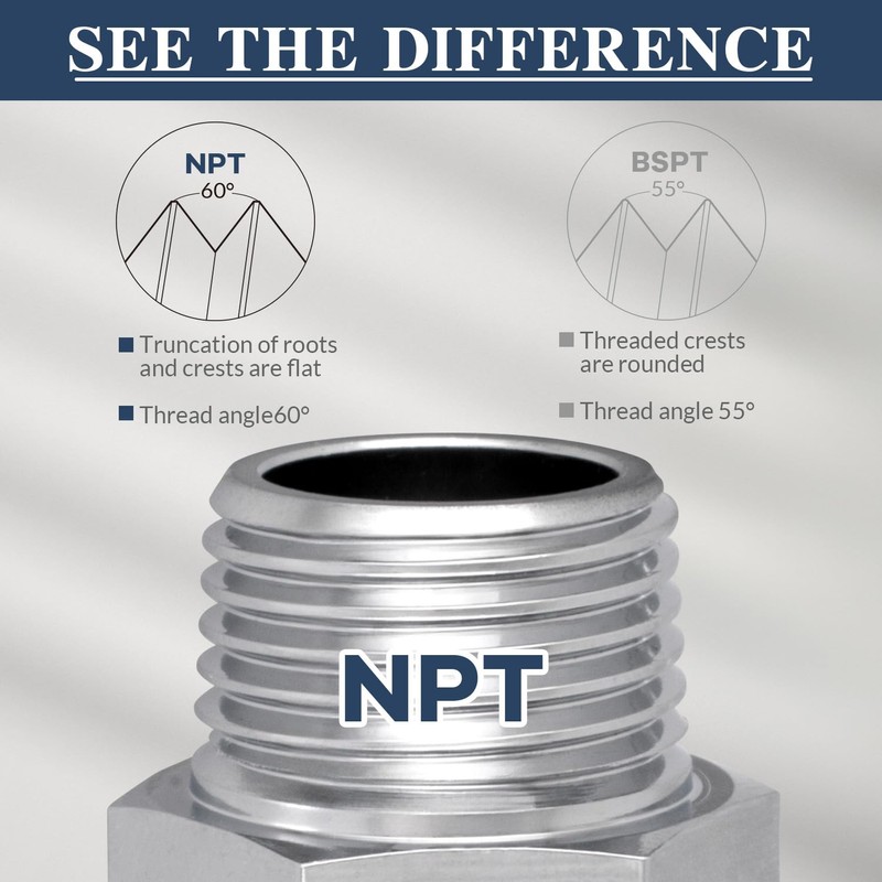 1/2" G (BSP) Female Thread to US 1/2" NPT Male