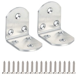 Corner Angle Brackets, L Brackets Corner Brackets for Wood, 90 Degree Bracket Plate Metal Angle Brackets for Shelves, Furniture, Wood, with Screws, Silver