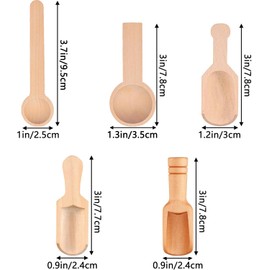 HAOBIN Pack of 5 Small Tea Scoops Wooden Small Wooden Spoons Kitchen Shovel Mini Wooden Spoon Spice Spoon Salt Spoon Wood for Coffee Spices Tea Kitchen Utensils (Brown A)