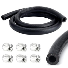 Benzinschlauch 8mm ID,1M Kraftstoffschlauch mit 6 Schlauchschellen,Hochtemperaturbeständig für Benzin,Diesel,Motoröl,Hydraulikflüssigkeit,Geeignet für PKW,LKW,Traktoren (8mm)