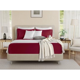 Egyptian Cotton Sheets King Size, 800 Thread Count 4 Piece Sheet Set, Cotton Sheets for King Size Bed, Solid Sateen Weave, 16" Deep Pocket (Fits Upto 18" Mattress), Cotton Bed Sheets- Burgundy