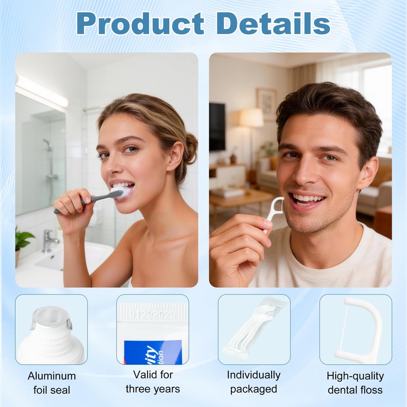 Toothbrush and Toothpaste Set,Bulk Travel Toothbrush Kit (5-Pack)