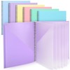 Qilery 6 Pcs 10 Pocket Pastel Folder Bulk Plastic Spiral