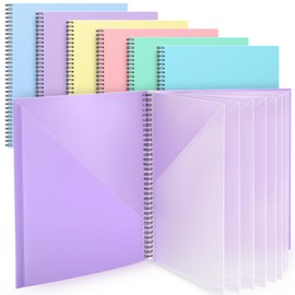 Qilery 6 Pcs 10 Pocket Pastel Folder Bulk Plastic Spiral Project Organizer for Documents Papers Homework Portfolio Folder Binder with Plastic Sleeves School Office Supplies