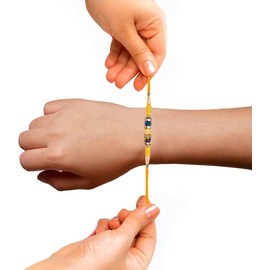 Set of Four Rakhi Thread Swastik & Rudraksha Rakhi for Brother Rakhi for Brother and bhabhi Handmade Rakhi Indian Rakhi Multi Design and Assorted Color(Size 13nch)