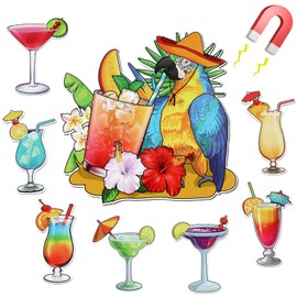 Leumoi 8 Pcs Cruise Door Decorations Magnetic, a Margarita Parrot Magnet and 7 Pcs Tropical Drink Magnets Cruise Ship Door Decorations for Carnival Refrigerator(Cute Style)