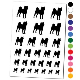 Shiba Inu Dog Solid Temporary Tattoo Water Resistant Fake Body Art Set Collection - Black (One Sheet)