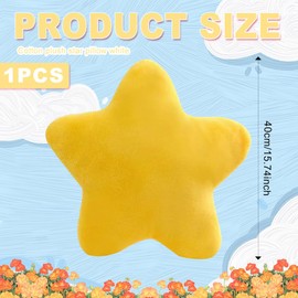 15.75" Plush Star Pillow,Cute Decorative Throw Pillows for Kids and Adults,Stars Shaped Sleeping Pillow for Warm Companionship,Soft Plush Throw Cushions for Couch Bed Nursery (Star, Yellow, 40x40cm)