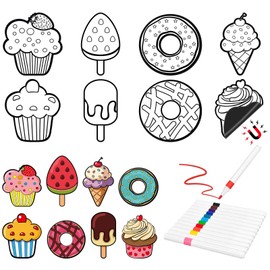 Sanixin 40 Pcs Color Your Own Sweet Treat Magnets Ice Cream Party Decorations for Candyland Party Favors