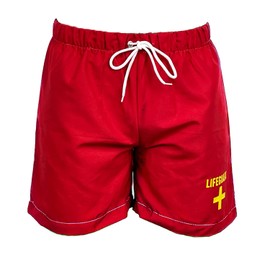 Pinelands Dissolving Swim Shorts Lifeguard Stag Do Prank Set Joke Bachelor Party Red (Large - 34 inch Elasticated Waist)