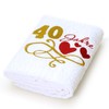 Abc Casa 40th Birthday Gift Towel with Embroidered Hearts and