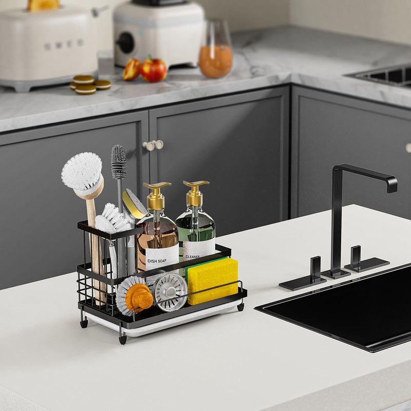 Cisily Sponge Holder for Kitchen Sink, Kitchen Sink Caddy with