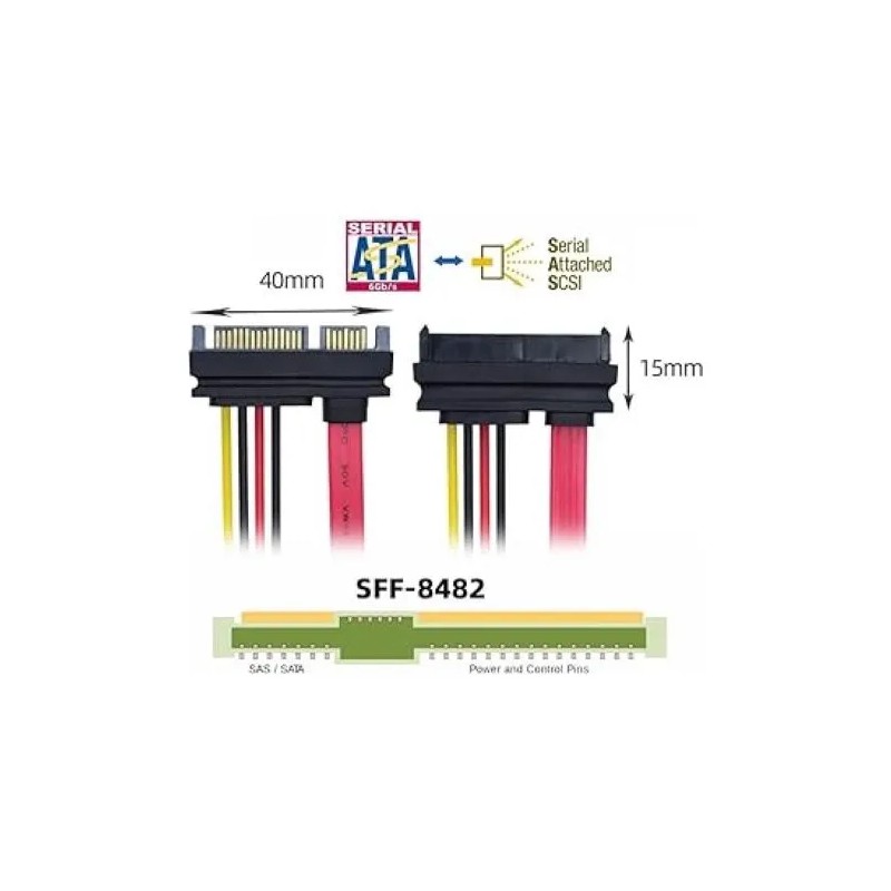 Cable De Extensión Sas A Sata,sff-8482 29 Pines A 22