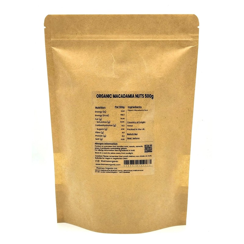 Organic Macadamia Nuts 500g - No Additives or Preservatives -