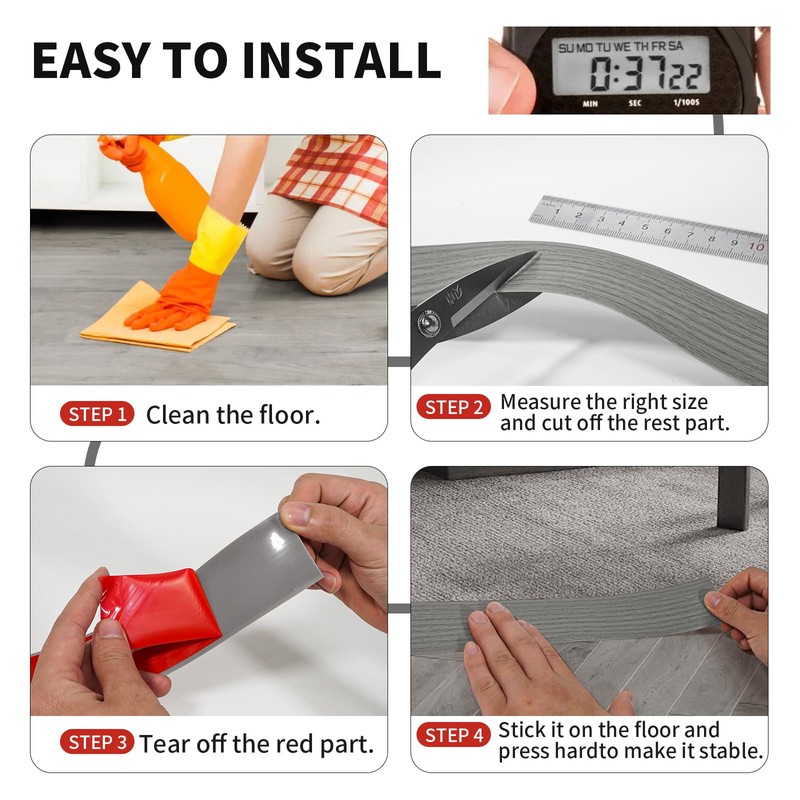 Floor Transition Strip Self Adhesive 2 Inch Wide, Non-Slip Waterproof