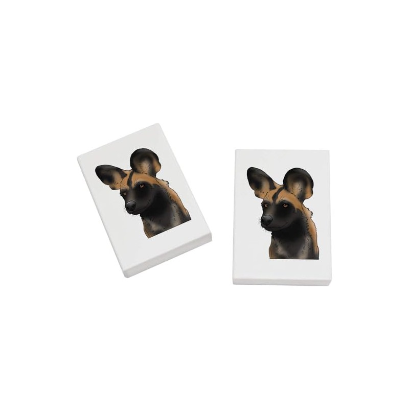 2 x 45mm 'African Wild Dog Face' Erasers/Rubbers (ER00042076)
