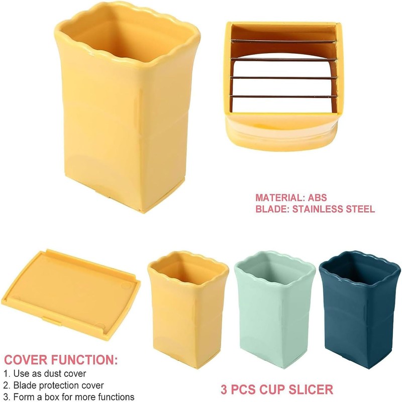 3 Pieces Cup Cutter, Cup Fruit Cutter - Cup Slicer