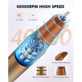 HOMEASY Nail Drill 40000RPM - Rechargeable Nail File with Bits, Professional E-Filer for Acrylic Nails, Gel Polishing, Manicure & Pedicure E File with Large HD LCD Screen - M96 Orange