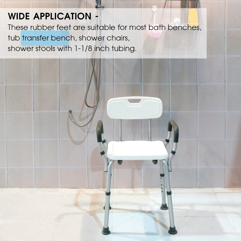 Heavy Duty Shower Chair Leg Caps 4 Pack - Replacement