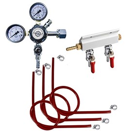 TAPCRAFT Co2 Regulator With 2 Way Aluminum Manifold And Tubing