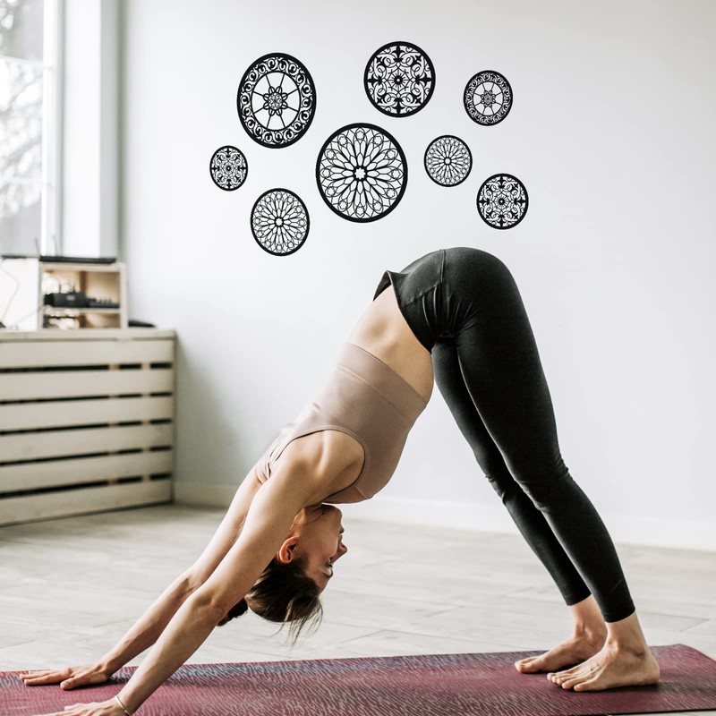 Black Mandala Window Stickers Decals Rustic Circle Flower Pattern Wall