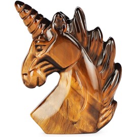 Artistone Tiger Eye Stone Unicorn Figurine 2 Inch Carved Crystal Unicorn Statue Healing Gemstone Ornament Gift Home Decor