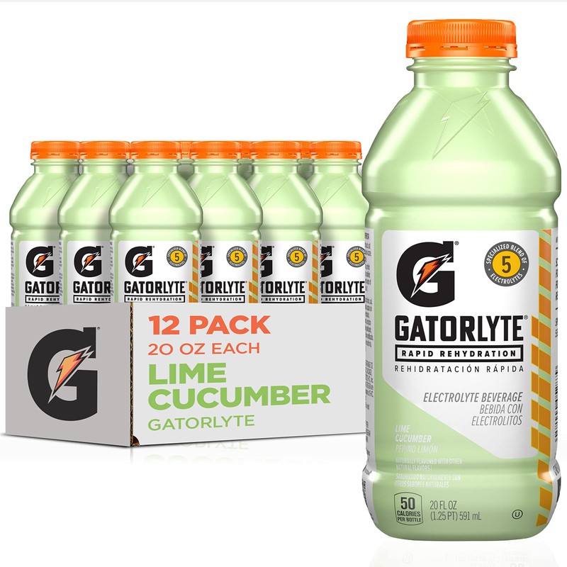 Gatorade Rapid Rehydration Electrolyte Beverage, Lime Cucumber, 20oz Bottles (12