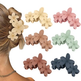 CURASA Flower Claw Clips for Women Girls 6 PCS Flower Floral Hair Clips for Thick Thin Hair Non Slip Strong Hold Non Slip Hair Accessories