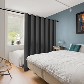 ChrisDowa Room Divider Curtain 84 Inches Long, Wide Blackout Sliding Door Curtain for Bedroom, Room Darkening Privacy Window Curtain for Patio Door (1 Panel Set, Dark Grey, 100 x 84 Inch)