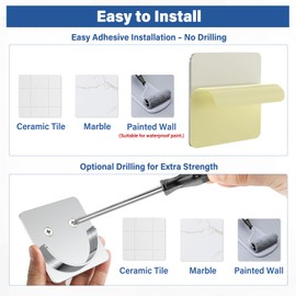 Metal Shower Rod Holders, Adhesive Shower Curtain Rod Holder for Wall- No Drilling or Screw Mount, 2 Pack Heavy Duty Shower Rod Retainer