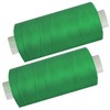2 spools of 500 m sewing thread/synthetic thread, green, thread