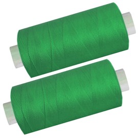 2 spools of 500 m sewing thread/synthetic thread, green, thread sewing thread polyester for the sewing machine, 0475-09