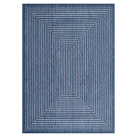 Adiva Rugs Outdoor Indoor Area Rug, Weather Resistant, Easy to Clean, Stain Resistant Floor Mat for Dining Room, Backyard, Deck, Patio (Navy Weiss, 6' x 9')
