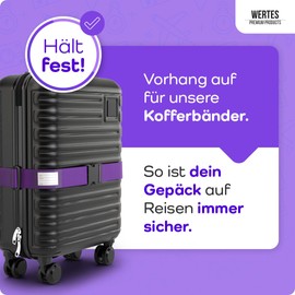 Luggage Strap Set of 4 – Suitcase Straps Safe & Eye-catching – Luggage Strap with Name Tags – Suitcase Strap – Purple