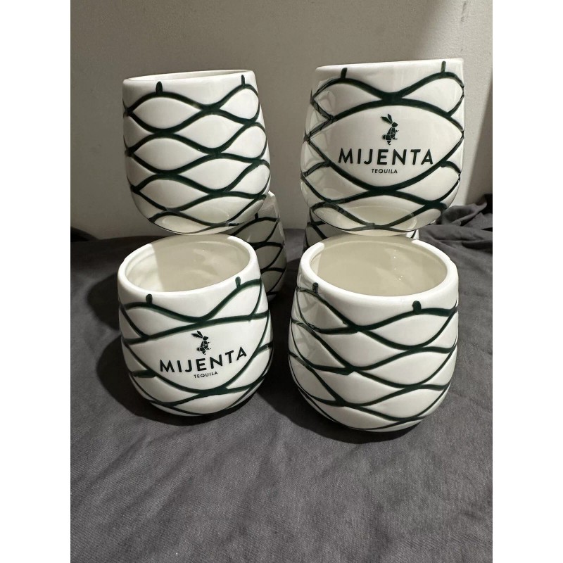 Mijenta Tequila Ceramic Cups Green White Rabbit Design Barware Mug