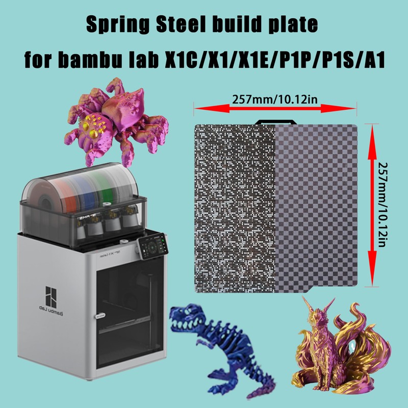 Build Plate for Bambu Lab P1S/X1C/X1/X1E/P1P/A1: Smooth PEI H1H Carbon