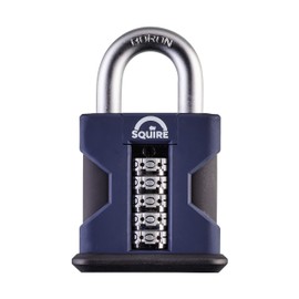 Henry Squire Stronghold 5 Wheel Open Shackle Combi Hardened Steel Padlock with Weather Cover