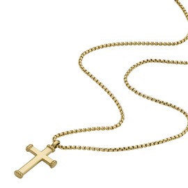 FOSSIL JF04701710 Men's Necklace All Stacked Up Pendant Stainless Steel Gold-Coloured, Stainless Steel, No Gemstone