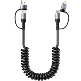 Cavo a Spirale USB A a USB C,60W Cavetto USB C Ricarica Rapida Cavo Auto